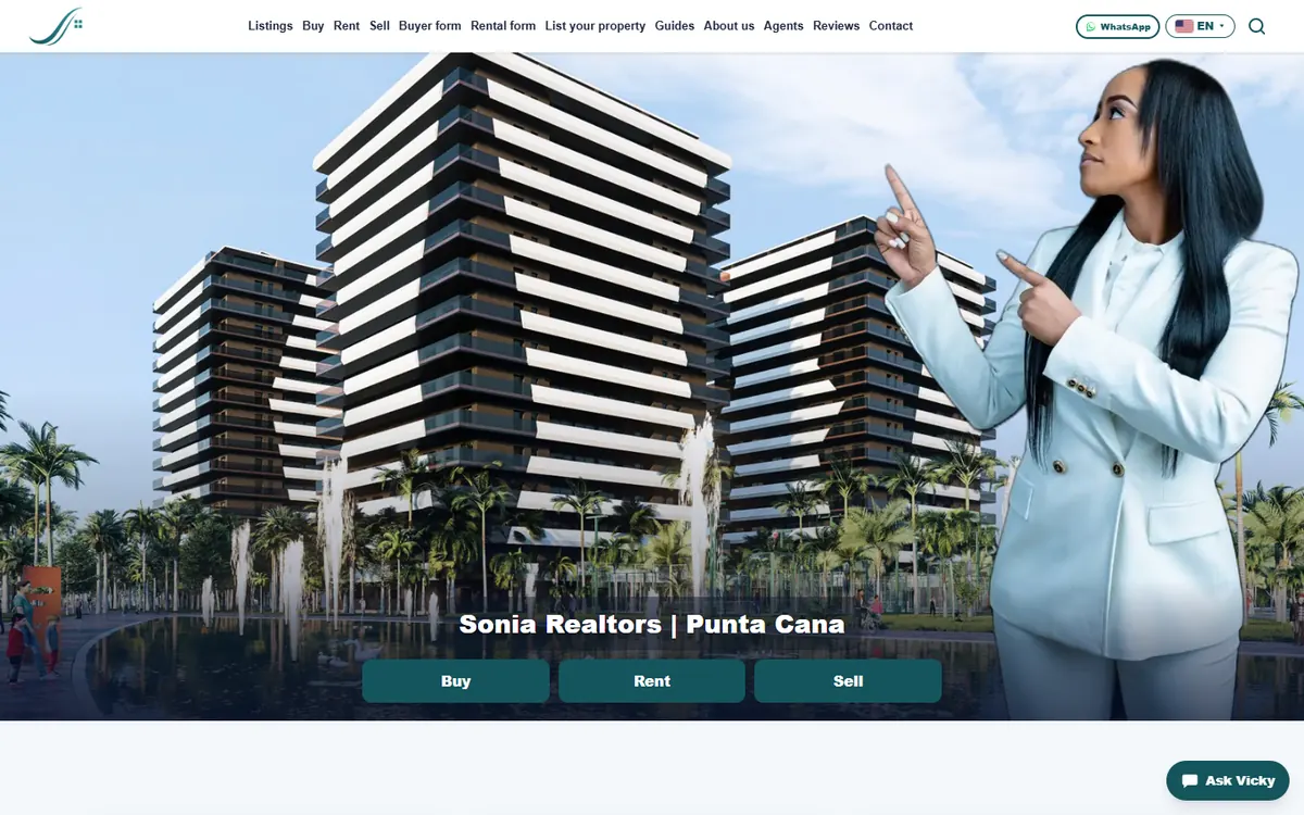 Sonia Realtors: home page (desktop), soniarealtors.com