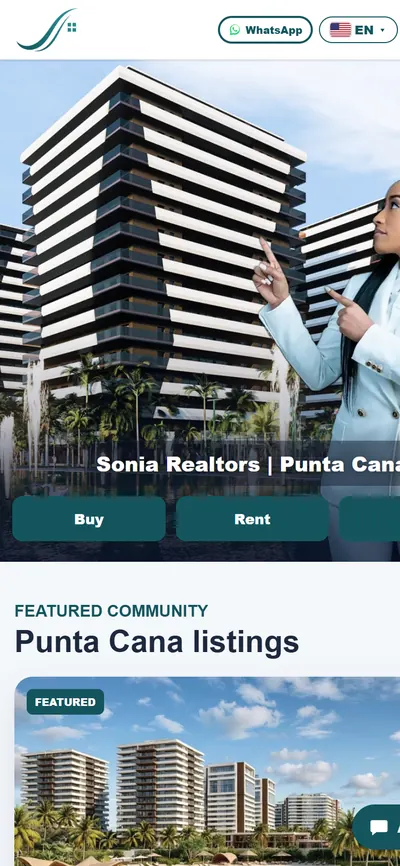 Sonia Realtors: home page (mobile)