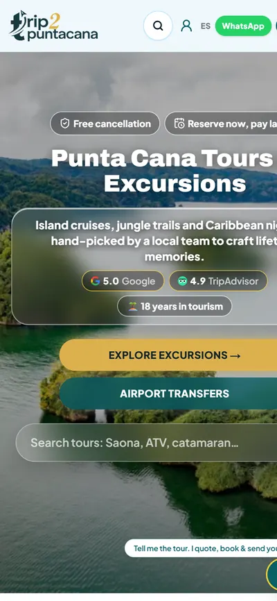 Trip2 Punta Cana: home page (mobile)