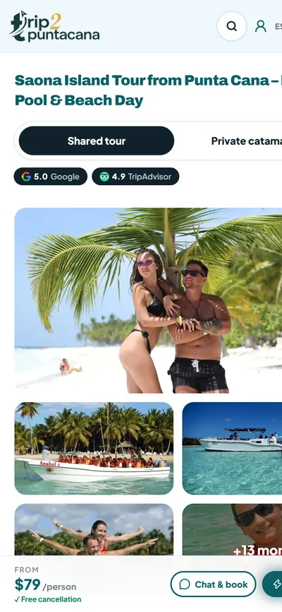 Trip2 Punta Cana: tour page (mobile)